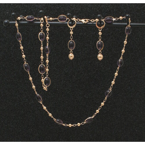 фото Комплект бижутерии fashion jewelry: цепь, серьги, браслет, размер браслета 20 см, размер колье/цепочки 50 см, золотой