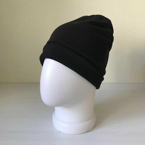 фото Шапка бини шапка женская трикотажная, черный, размер 56-58, размер 56-58, черный нет бренда