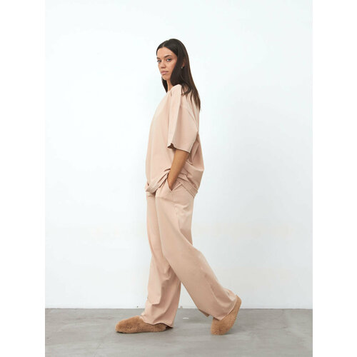 фото Брюки клеш hoodievludi, размер m, бежевый