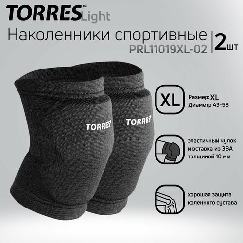 фото Наколенники спортивные torres light prl11019xl-02, размер xl, чёрные