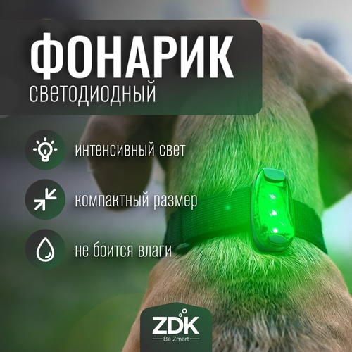 фото Светодиодный фонарик nonstopika, габаритный маячок, световой трекер на ошейник для собак, для бега, для прогулок в темное время суток, зеленый