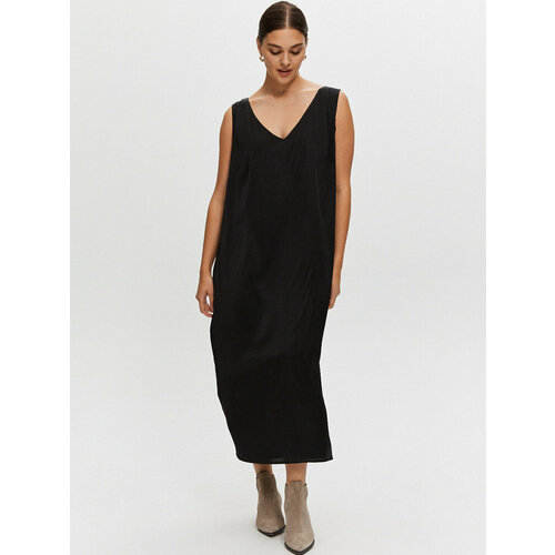 фото Платье-комбинация 4forms, в бельевом стиле, прямой силуэт, миди, размер xl, черный