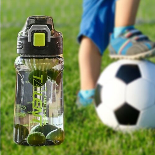 фото Спортивная бутылка для воды 550 мл с фильтром для спорта и в школу, черная с оливковым mix