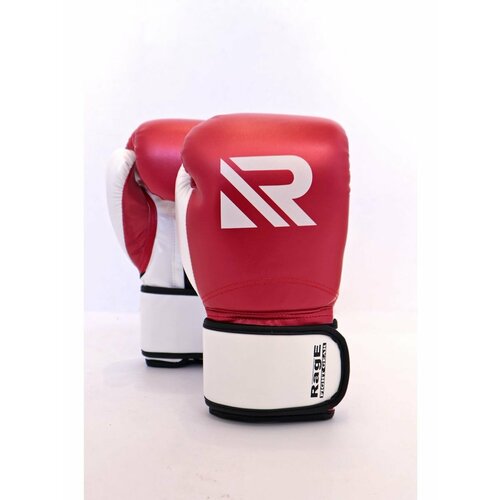 фото Перчатки боксерские rage fight gear красно-белый кож/зам - rage - красный - 16 oz