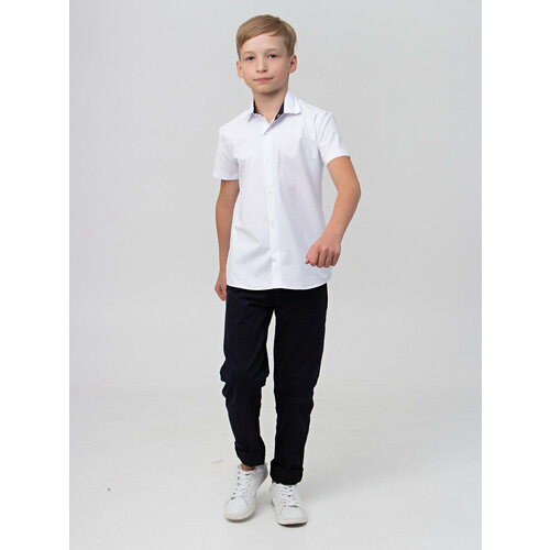 фото Школьная рубашка cegisa, на кнопках, короткий рукав, размер 164, белый