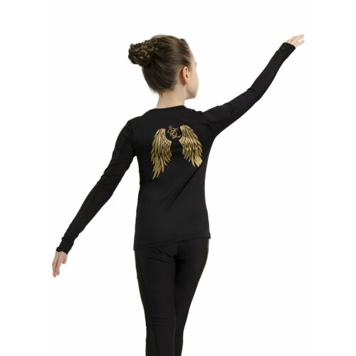 фото Лонгслив , размер 44, золотой, черный художественная гимнастика