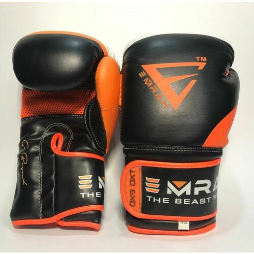 фото Боксерские перчатки emrah qx9dxt (треуг-е лого) (16oz, черный-оранжевый-белый) ratnik