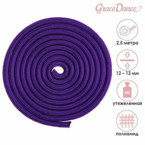 фото Скакалка гимнастическая утяжелённая grace dance, 2,5 м, 150 г, цвет фиолетовый (комплект из 4 шт)