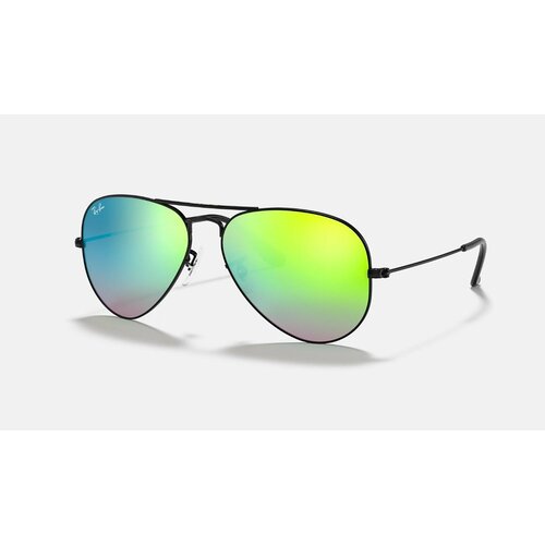 фото Солнцезащитные очки ray-ban, авиаторы, оправа: металл, складные, с защитой от уф, зеркальные, зеленый