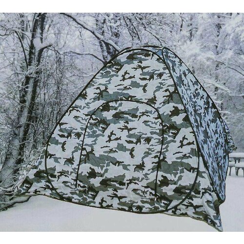 фото Палатка зимняя-восьмерка утепленная 2*2*1,7 метра автомат цвет камуфляж зимний белый class777