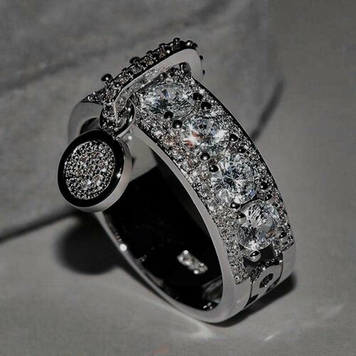 фото Кольцо-кулон kinfolk кольцо с подвеской kinfolk, фианит, размер 18, серебряный