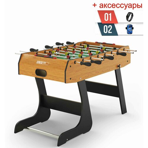 фото Игровой стол складной unix line футбол - кикер (122х61 cм) wood + аксессуары