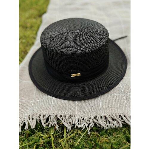 фото Шляпа шляпа летняя пляжная, канотье, размер 56, черный dizli