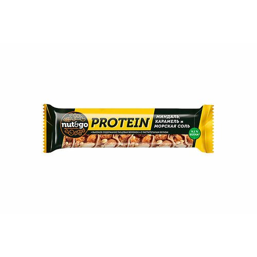 фото Nut&go, батончик protein, миндаль с карамелью и морской солью 18 штук по 40 грамм