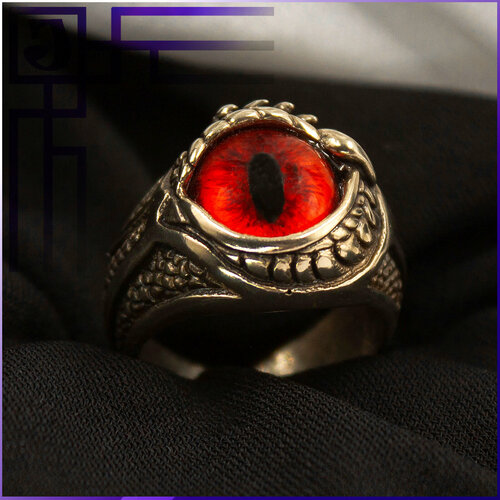 фото Печатка joker-studio кольцо красный глаз дракона, стекло, размер 20, золотой, красный