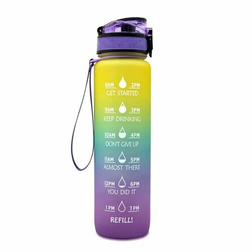 фото Бутылка для воды спортивная 1000мл. фиолетово-желтая supermagnit