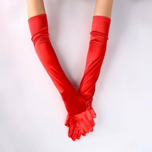 фото Карнавальный аксессуар-перчатки 55 см, цвет красный страна карнавалия