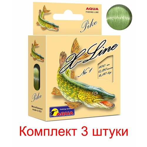 фото Монофильная леска для рыбалки aqua x-line pike (щука) 0,20mm 100m (3 штуки)