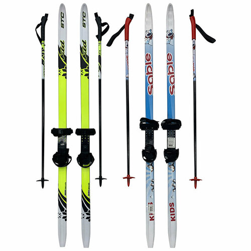 фото Лыжный комплект детский с комбинированным креплением (лыжи 100см + палки 70см) stc