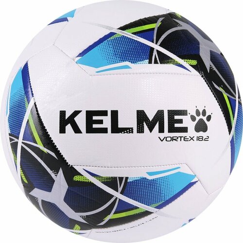 фото Мяч футбольный kelme vortex 18.2, 9886130-113, размер 4, 10 панелей, тпу, машинная сшивка, белый-синий