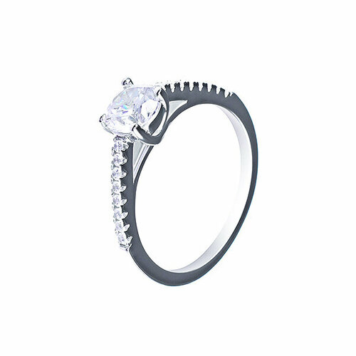 фото Кольцо jv кольцо из серебра sl31047a1, серебро, 925 проба, родирование, размер 17.5, бесцветный джей ви