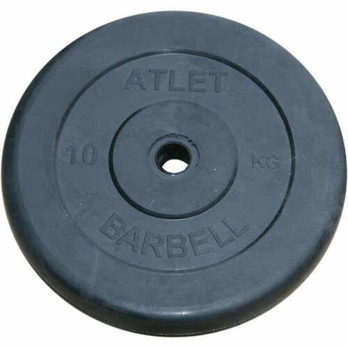 фото Диск обрезиненный чёрного цвета 31 мм atlet mb-atletb31-10 mb barbell