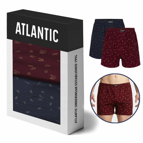 фото Трусы atlantic, 2 шт., размер xxl, синий, бордовый