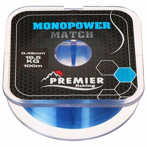 фото Леска preмier fishing monopower мatch, диаметр 0.45 мм, тест 19.5 кг, 100 м, голубая (комплект из 8 шт) premier fishing