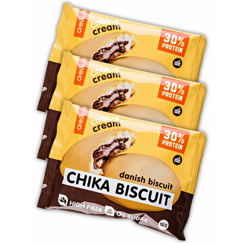 фото Протеиновый батончик chikalab бисквитное печенье chika biscuit 3 х 50, датский бисквит