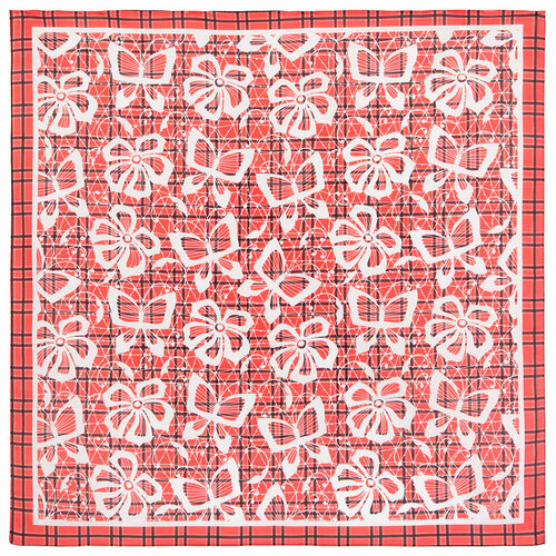 фото Платок павловопосадская платочная мануфактура,70х70 см, белый, оранжевый