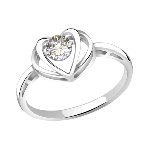 фото Кольцо diamant online, белое золото, 585 проба, бриллиант, размер 18, прозрачный