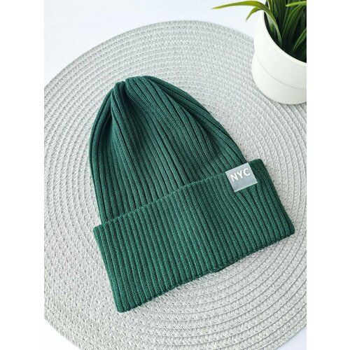 фото Шапка бини , размер свободный, бирюзовый, зеленый шапка-сиб