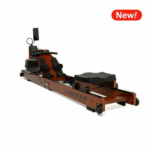 фото Гребной тренажер unix fit wood rower dark + эспандер в подарок