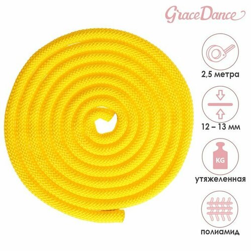 фото Скакалка гимнастическая утяжелённая grace dance, 2,5 м, 150 г, цвет жёлтый (комплект из 4 шт)