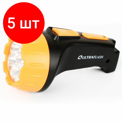 фото Комплект 5 шт, фонарь аккумуляторный ultraflash 7хled+8хled, 2 режима, выдвижная вилка, заряд от сети, led3818