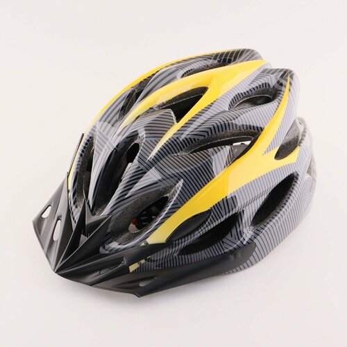 фото Шлем велосипедный с задним фонарем led, usb зарядка (карбон-желтый, +козырек) ho-028 нет бренда
