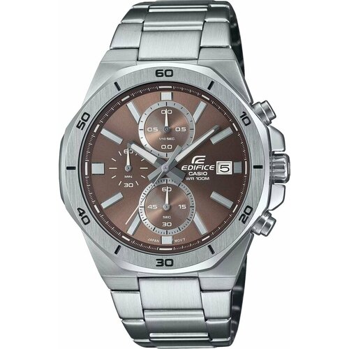 фото Наручные часы casio edifice efv-640d-5a, серебряный, коричневый