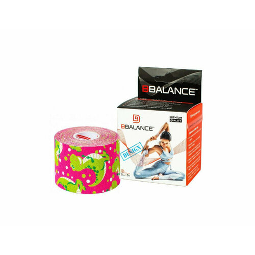 фото Кинезио тейп bbtape 5 см × 5 м динозаврики розовый bbalance