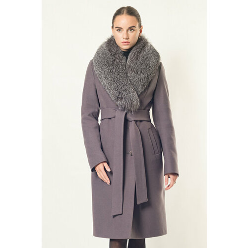 фото Пальто-халат margo демисезонное, демисезон/зима, шерсть, силуэт прилегающий, удлиненное, размер 52, серый