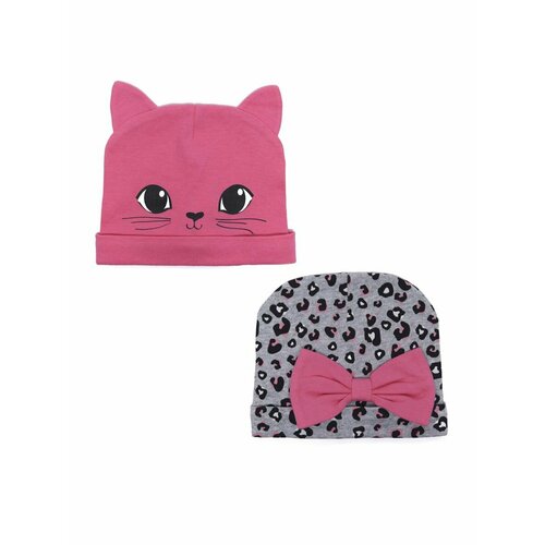 фото Шапка бини me & we, размер 46, розовый, серый