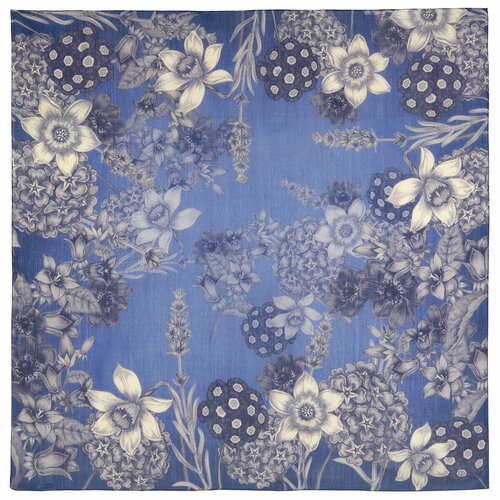 фото Платок павловопосадская платочная мануфактура,115х115 см, голубой, синий
