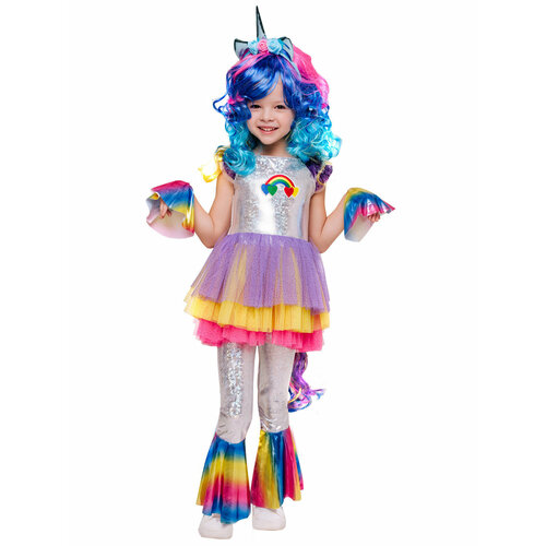 фото Карнавальный костюм "пони виви" (платье, леггинсы, парик, ободок с ушками и рогом) пуговка (2072 к-19 104)