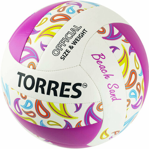 фото Мяч для пляжного волейбола torres beach sand pink v32085b, размер 5