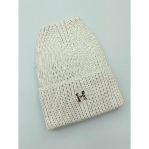 фото Шапка бини мой ангелок необычный дизайн, хлопок, размер 4-7 лет, бежевый