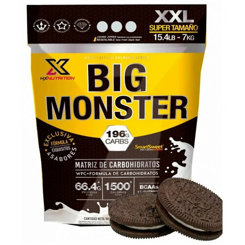фото Гейнеры высокоуглеводные, hx nutrition, premium big monster gainer, 7000 г, печенье с шоколадной крошкой, испания