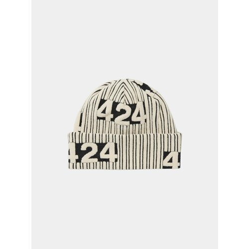 фото Шапка бини 424 striped beanie, размер one size, черный, белый