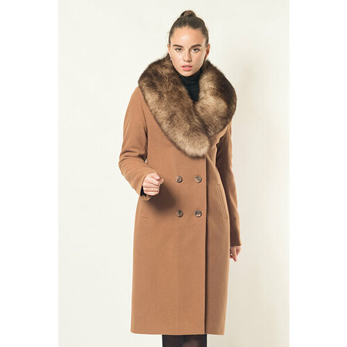 фото Пальто-халат margo демисезонное, демисезон/зима, шерсть, силуэт прилегающий, удлиненное, размер 42, бежевый