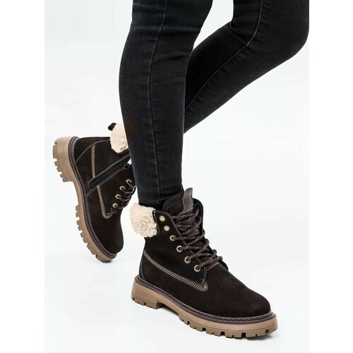 фото Ботинки public mj747темно-коричневый, размер 38, коричневый