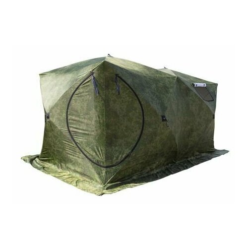 фото Палатка дубль 3 т (трехслойная) камуфляж с навесом 396-719 нет бренда