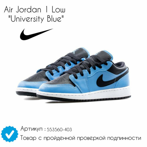 фото Кроссовки nike air jordan 1 low, размер 39 eu, черный, синий